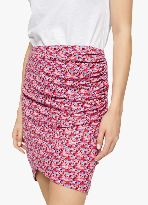 Ruched Print Skirt