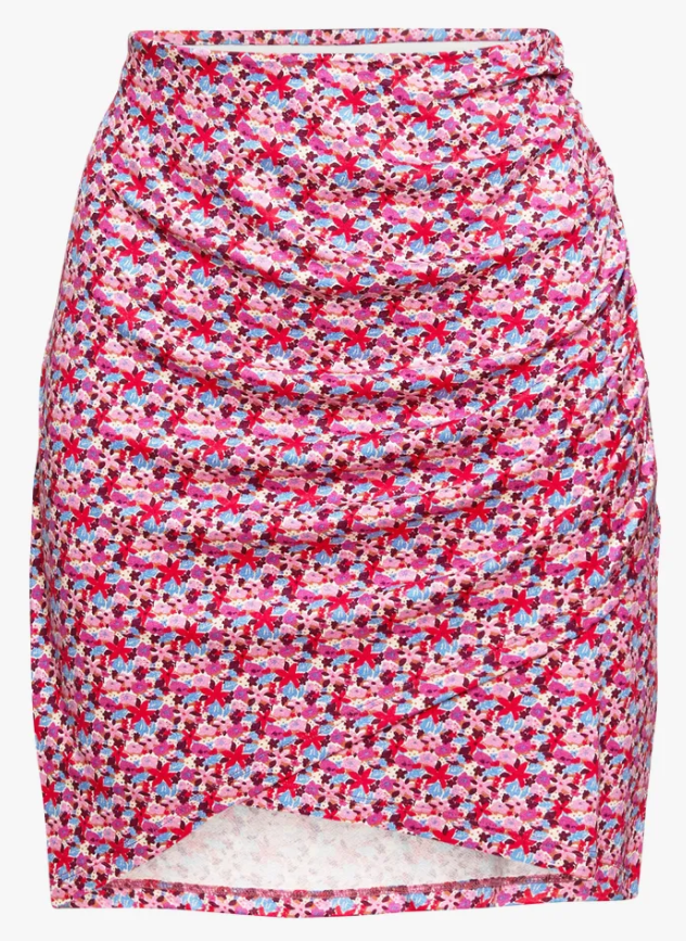 Ruched Print Skirt