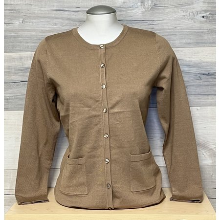 Knit Cardigan with Front Pockets - Camel