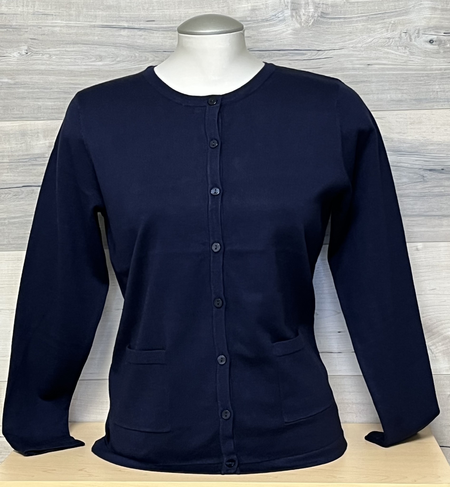 Knit Cardigan with Front Pockets - Navy