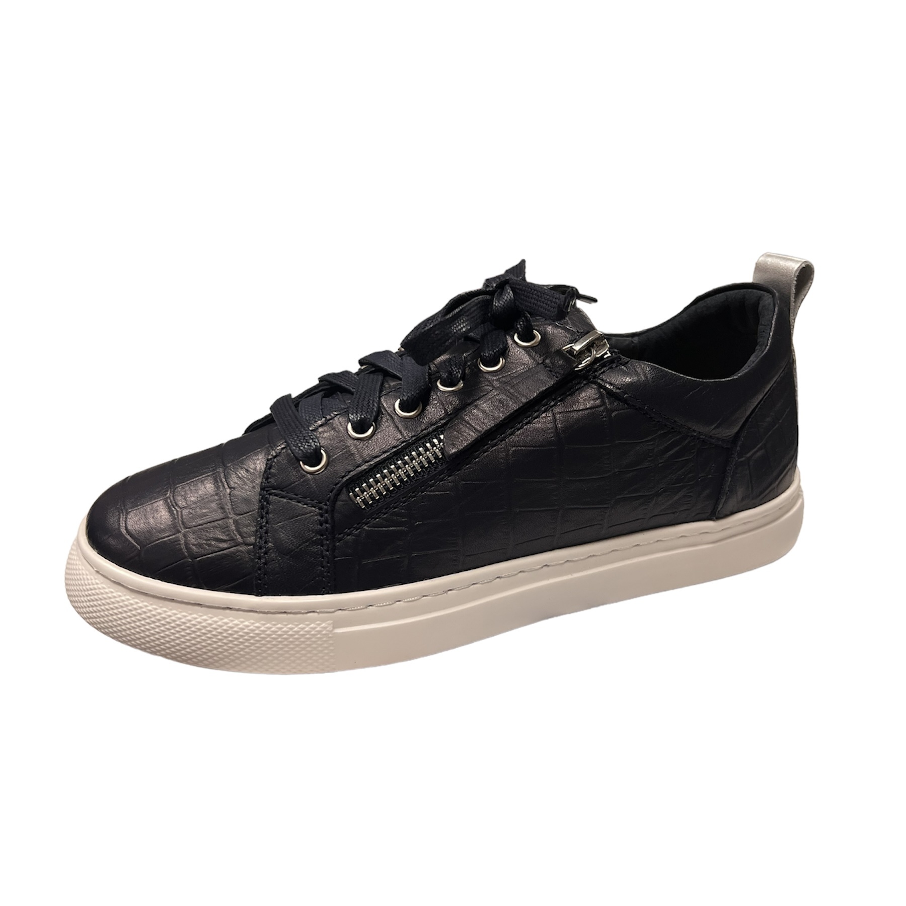 Navy Alligator Leather Sneakers