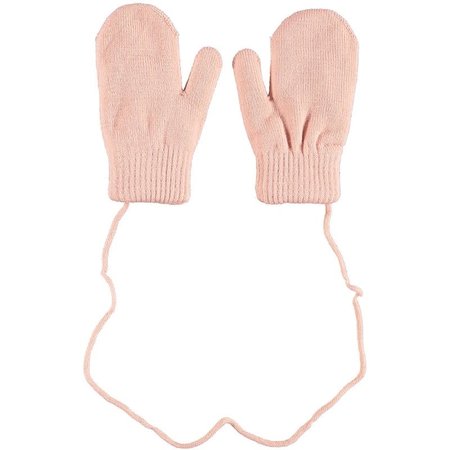 Toddler Knit Mittens with String - Warm Peach
