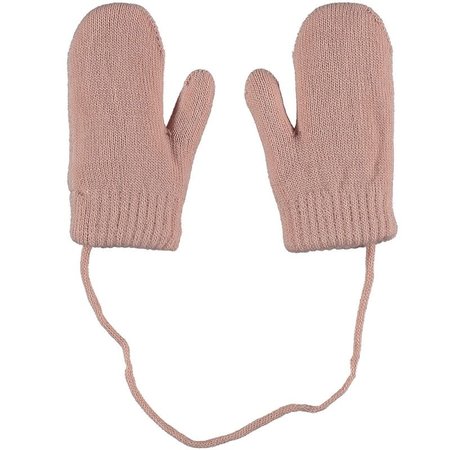 Baby Knit Mittens with String - Warm Peach