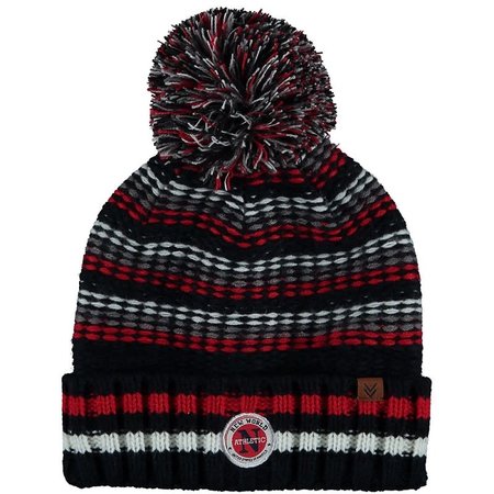 Minky Lined Knit Hat - Navy Red Mix