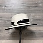 Western Style Hat with Leather Band and Trim - Off White
