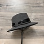 Western Style Hat with Leather Band and Trim - Grey