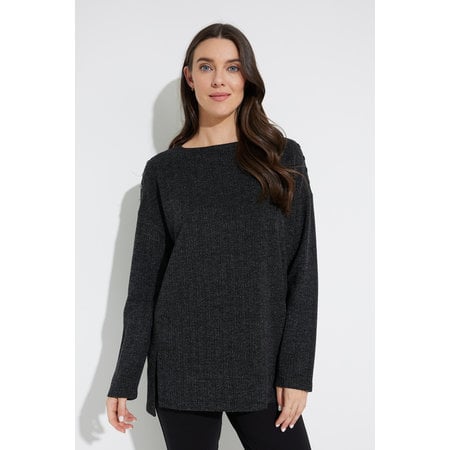 Chevron Knit Sweater with Button Accent - Dark
