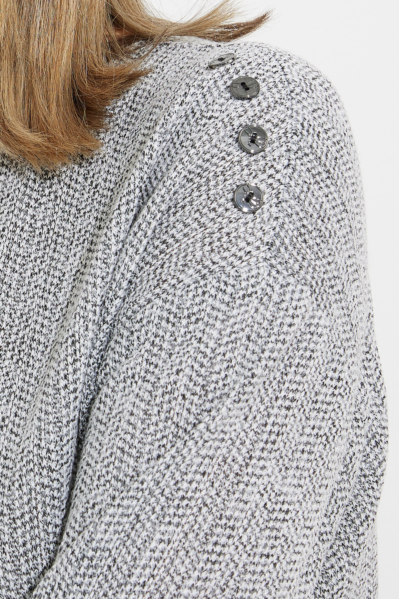 Chevron Knit Sweater with Button Accent - Light