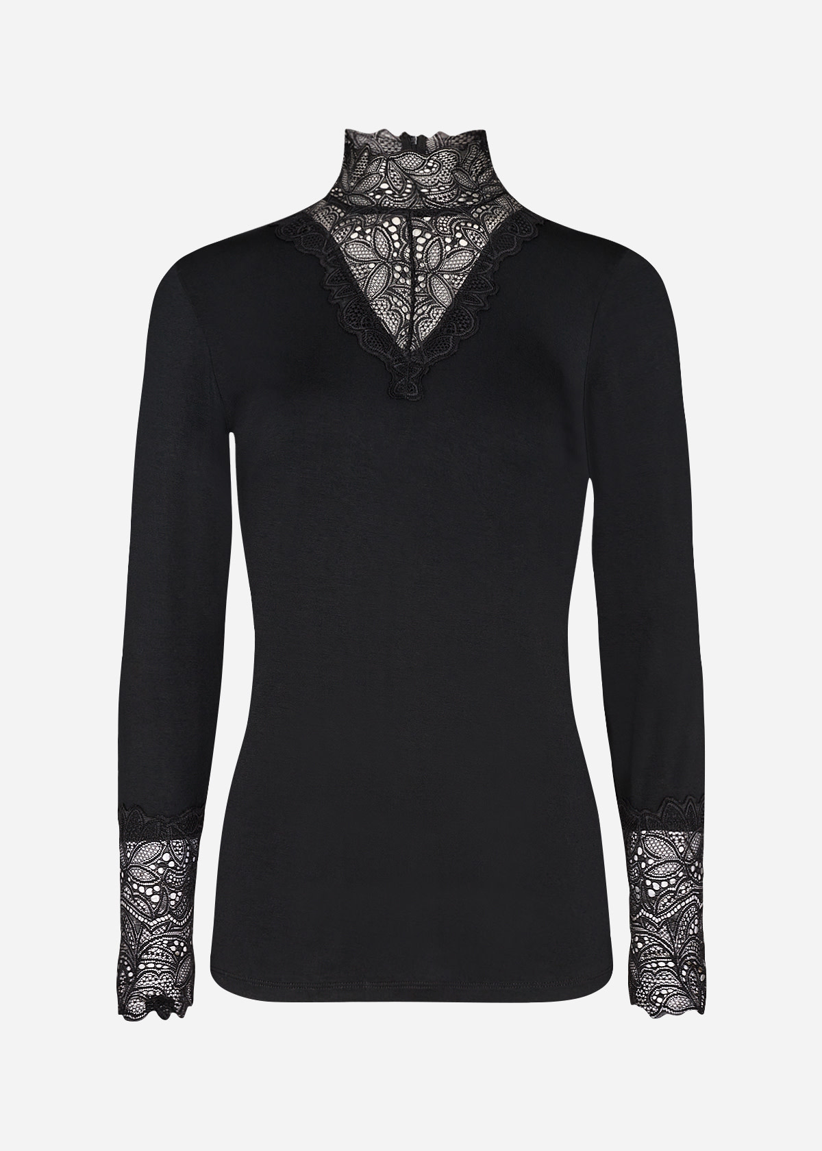 Marica Lace Accent Top - Black