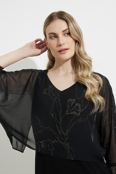 Floral Print Dress - Black/Gold