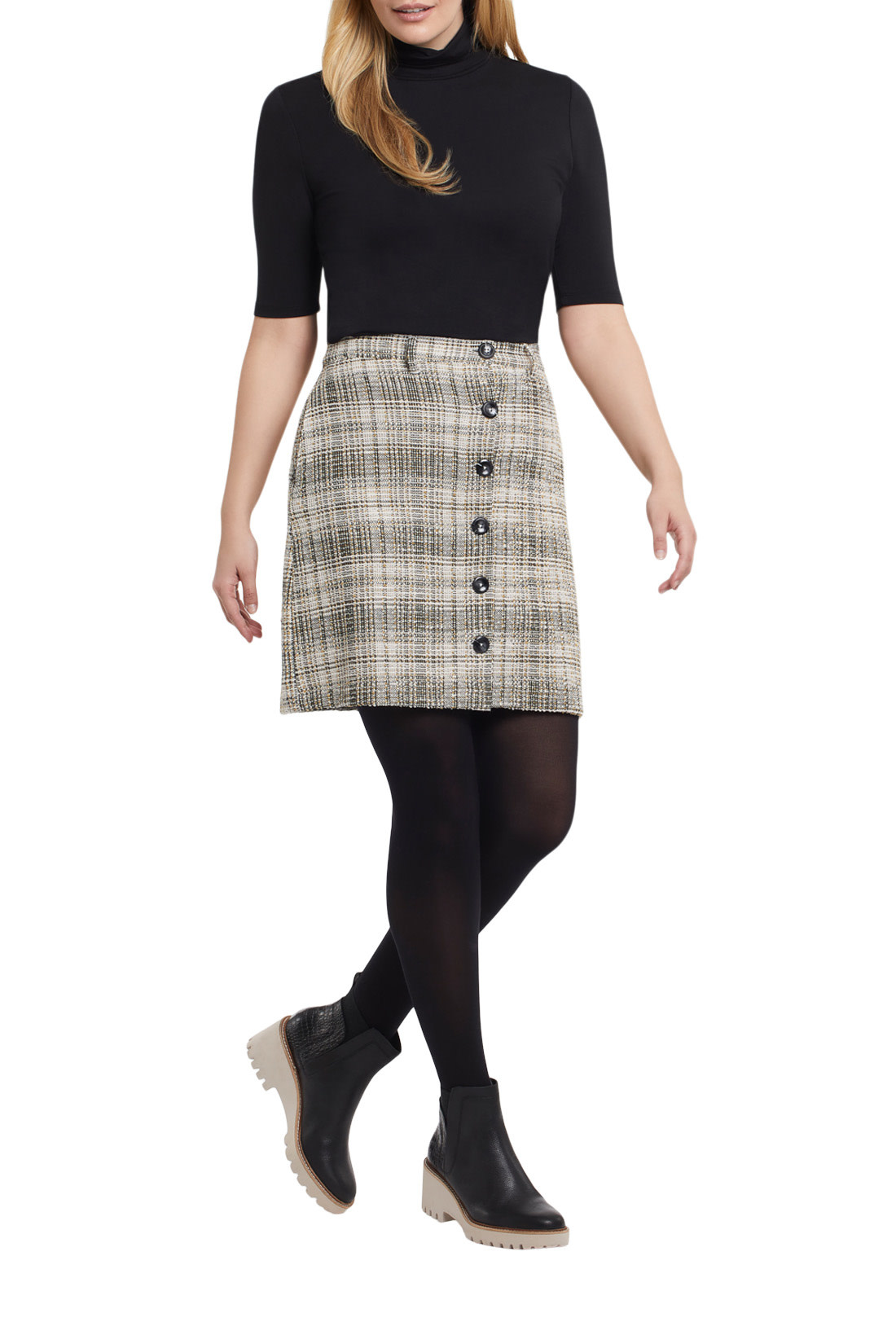 A-Line Skirt with Buttons - Nutmeg