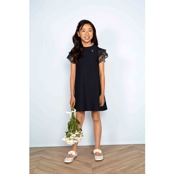 Siv Crepe and Lace Dress - Navy Blue