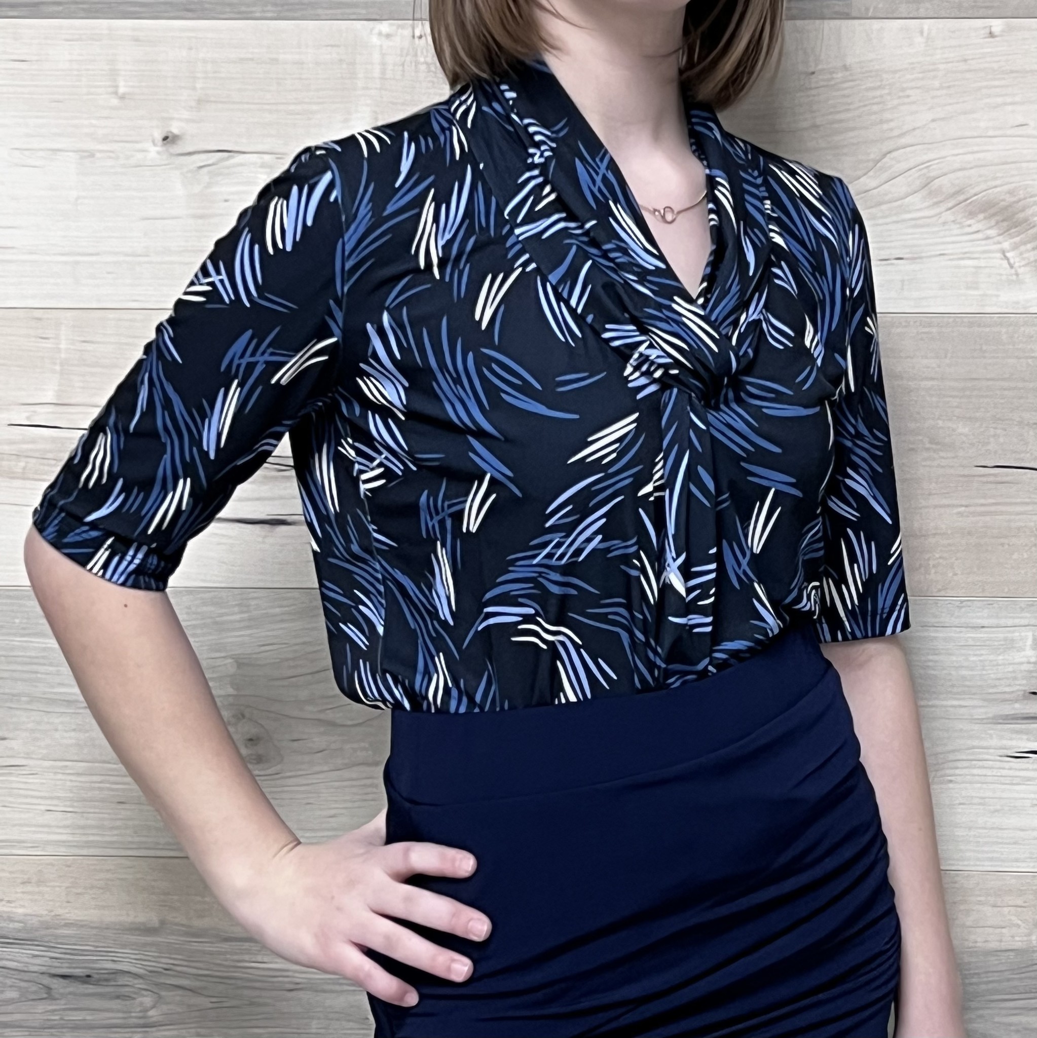 Knotted Shirt - Navy Twigs