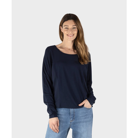 Long Sleeve Top with Slub Panels - Night Sky