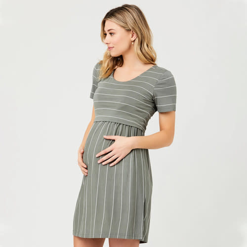 Olive Crop Top Nursing/Maternity Dress