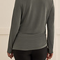 Long Sleeve Crew Neck Top with Side Ruching - Hunter