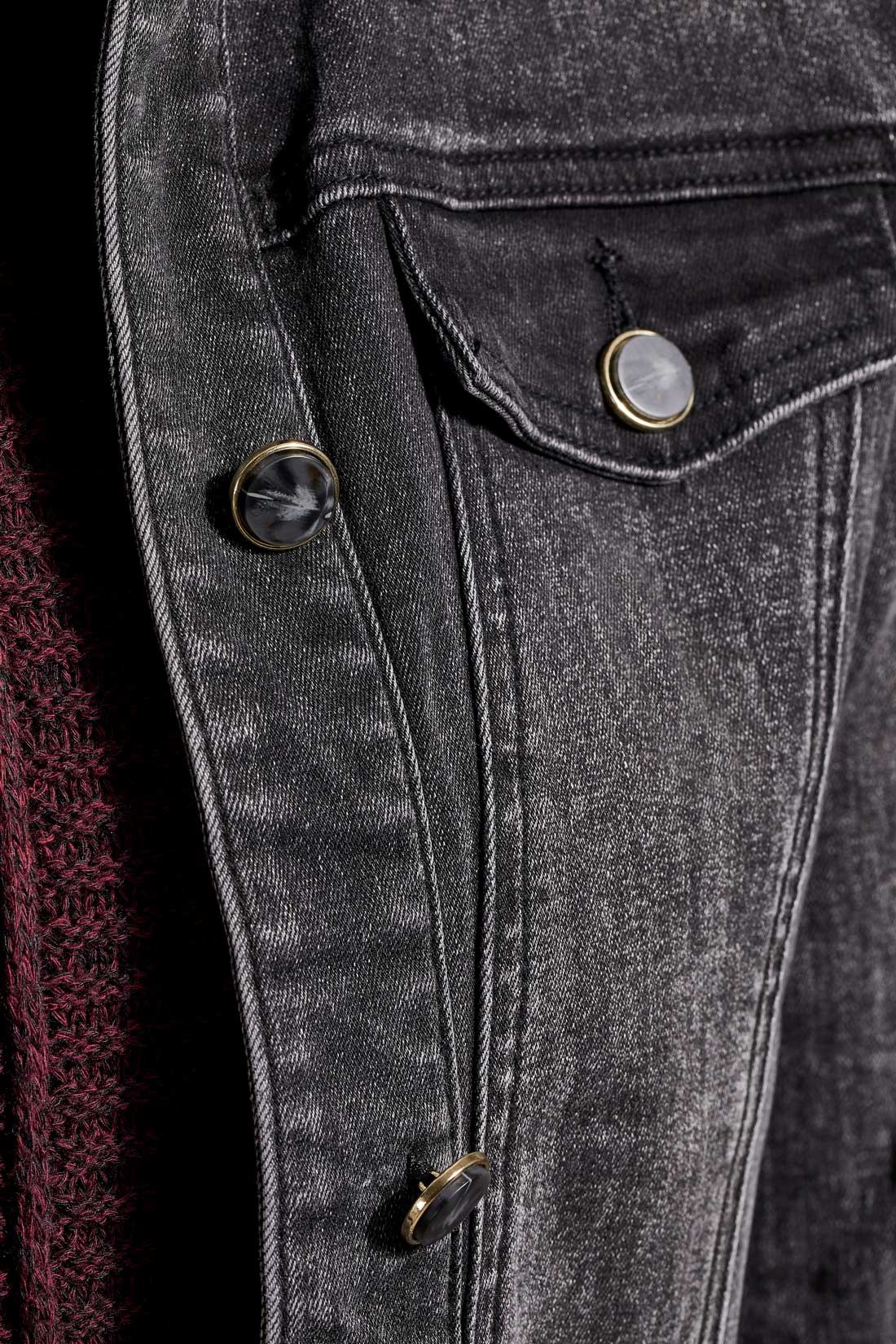 Fancy Denim Jacket with Pockets - Stone Black