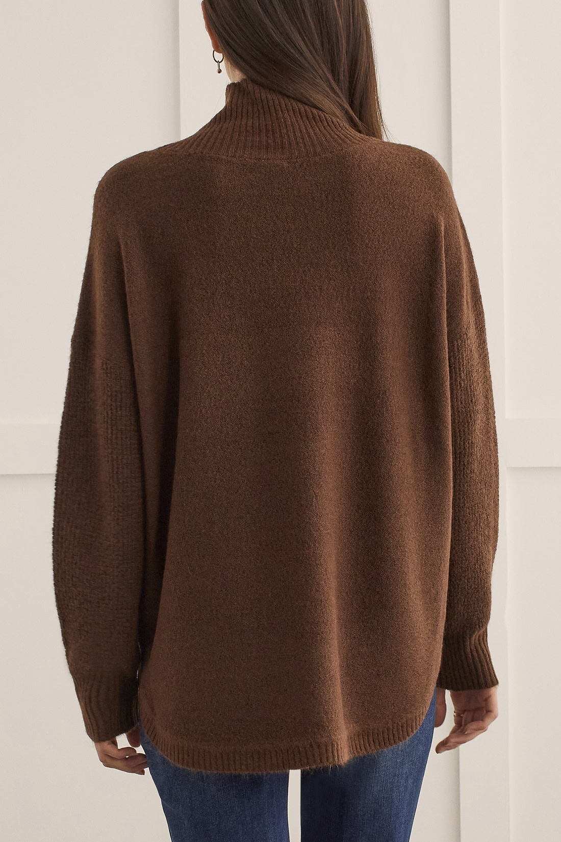 Long Sleeve Mock Neck Sweater - Chocolate