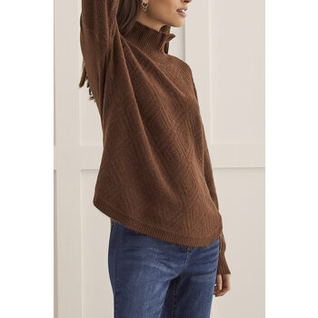 Long Sleeve Mock Neck Sweater - Chocolate