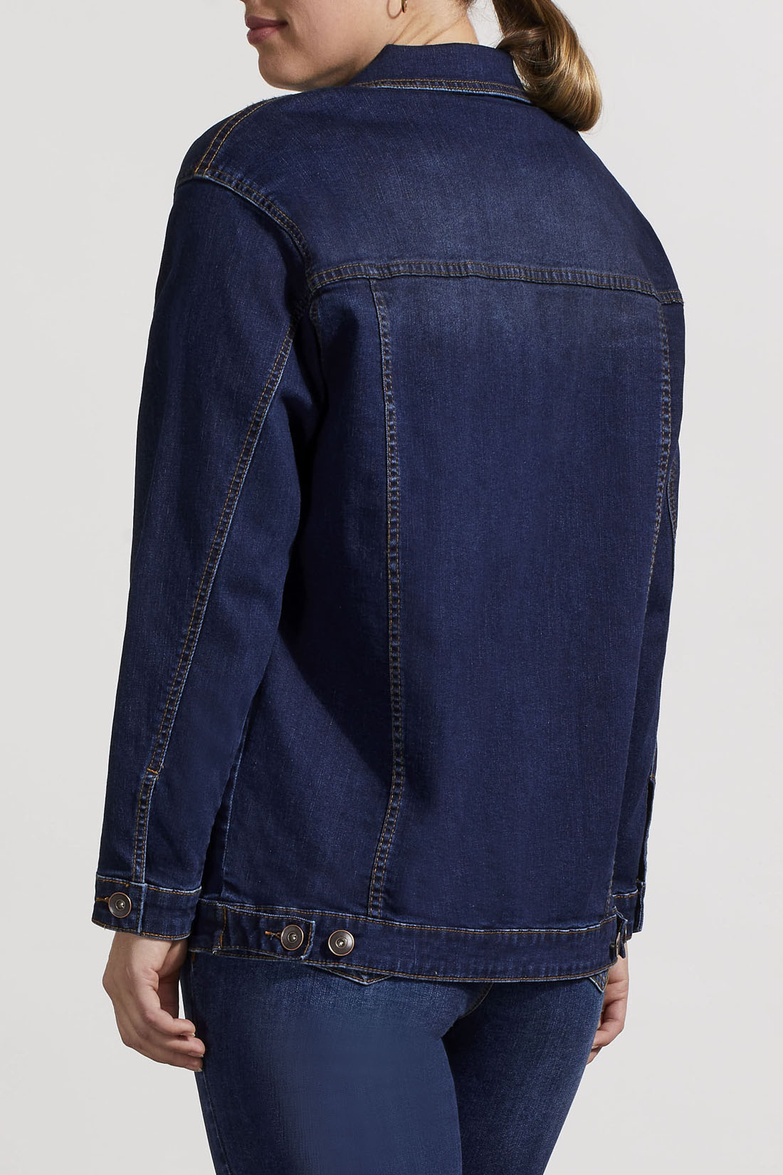 Girlfriend Denim Jacket with Pockets - Deep Indigo