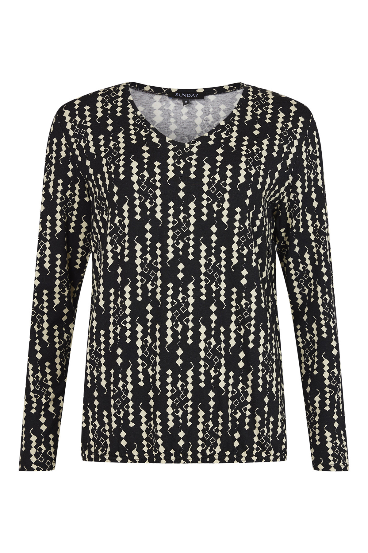 Matilda Top with Elastic Hem - Black Diamonds