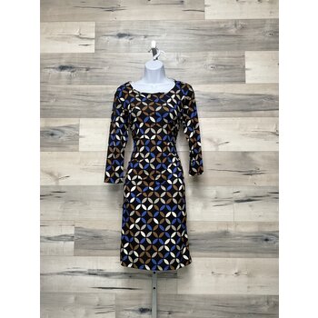Dress with Tailored Seams - Royal Accent Circle Print