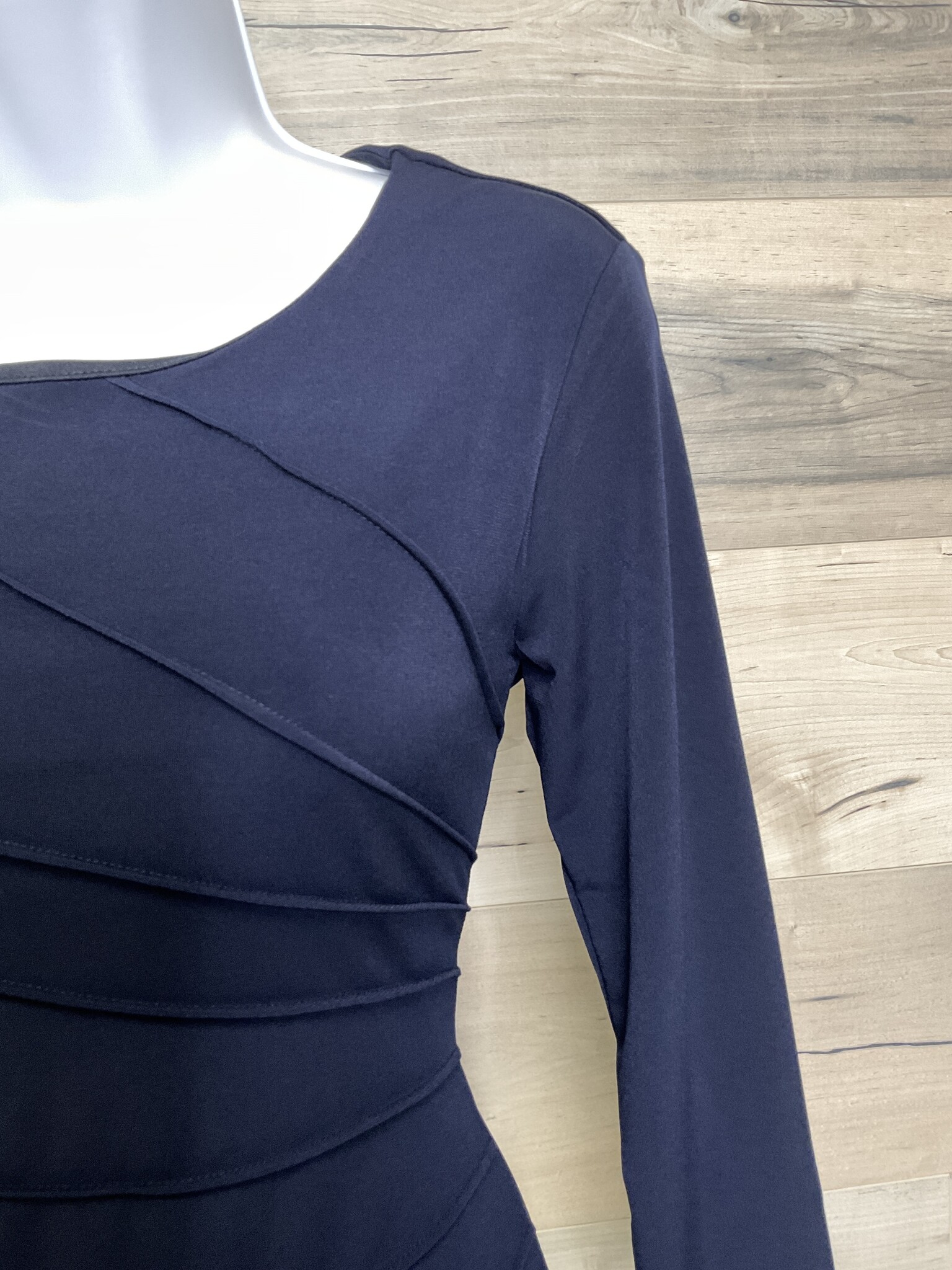 Dress with Tailored Seams - Navy