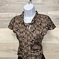 Cap Sleeve Blouse with Tie - Mocha Circles