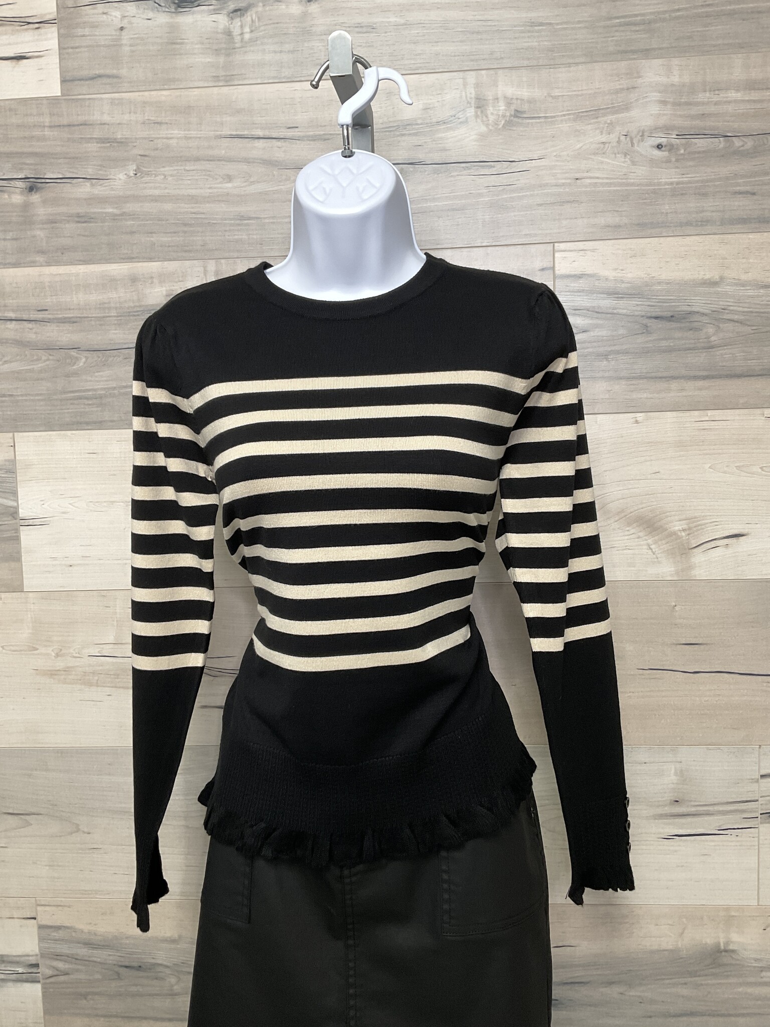 Ruffle Accent Stripe Sweater