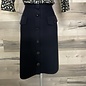 Knit Skirt with Faux Buttons - Navy