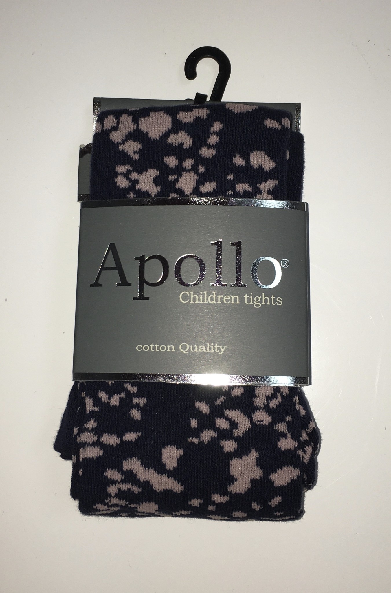 Cotton Tights - Speckle Print - Navy/Pink