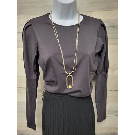 Puff Sleeve Basic - Chocolate Taupe