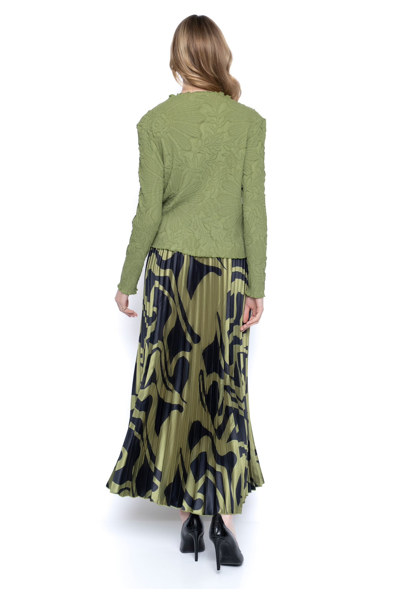 Pleated Long Skirt - Fern Multi