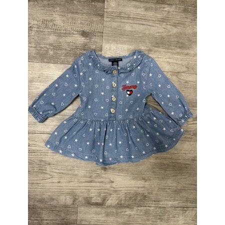 Denim Print Dress - Size 3-6M