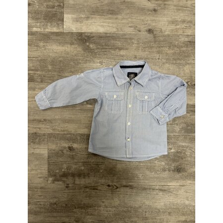 Blue and White Pinstripe Dress Shirt - Size 12-18M