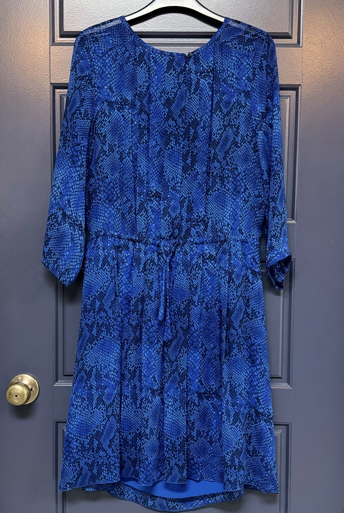 Woven Silk Snakeskin Print Dress - Size M