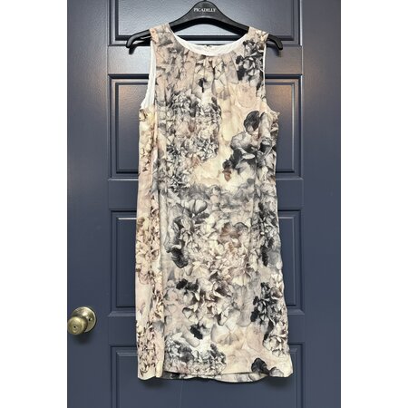 Floral Dress with Pleated Neckline - Size 38
