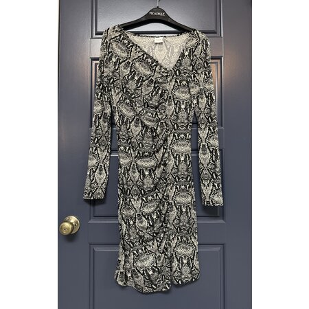 Snakeprint Dress with Ruched Seam - Size S