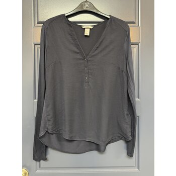 Navy Crepe Blouse with Jersey Back - Size S