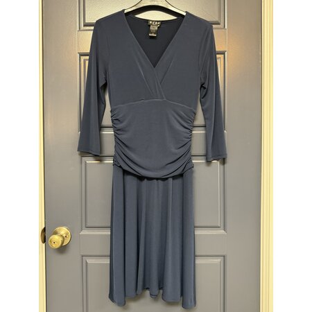 Navy Silkyknit Dress with Ruching - Size XS