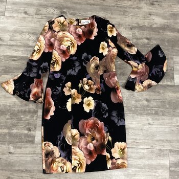 Floral Dress with Flared Sleeves - Size 10