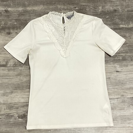 Ribbed Top with Lace Insert - Size M