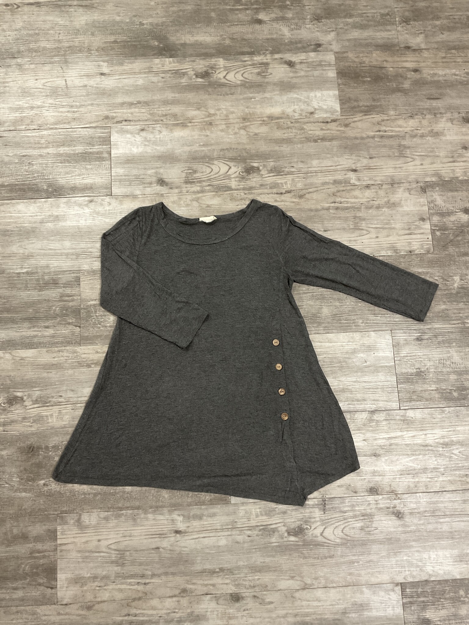Grey Cotton Tunic with Buttons - Size L