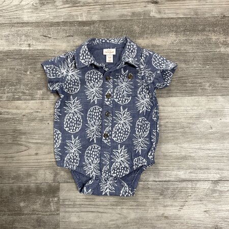 Pineapple Print Shirt with Buttons - Size 3-6M
