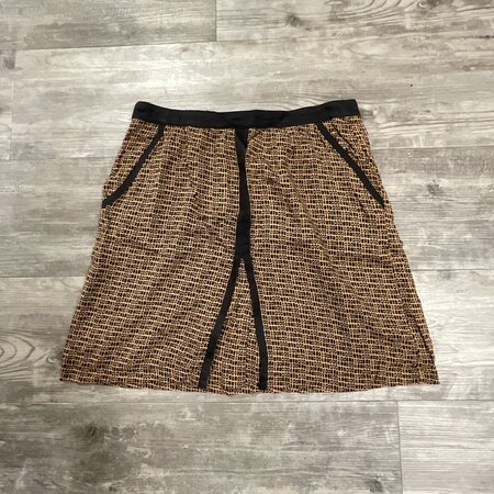 Orange and Grey Patterned Skirt with Pockets - Size 40