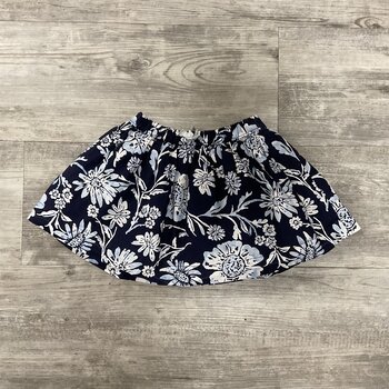Navy Cotton Floral Skirt - Size 3