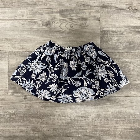 Navy Cotton Floral Skirt - Size 3