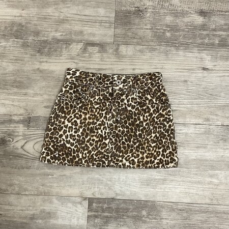Leopard Print Cord Skirt with Heart Pockets - Size 4
