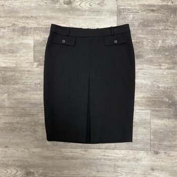 Black Pinstriped Lined Skirt - Size 38