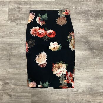Black Skirt with Flowers - Size M